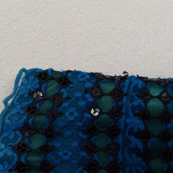 BCBG maxazria Manuela embroidered sequin lace blue/green dress size 6 - Picture 5 of 12